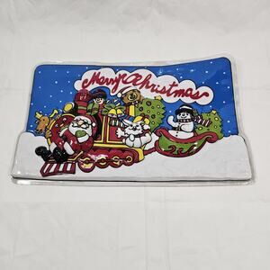 Vintage 3D Molded Plastic Santa Merry Christmas Decoration Wall Hanging 17” INCH